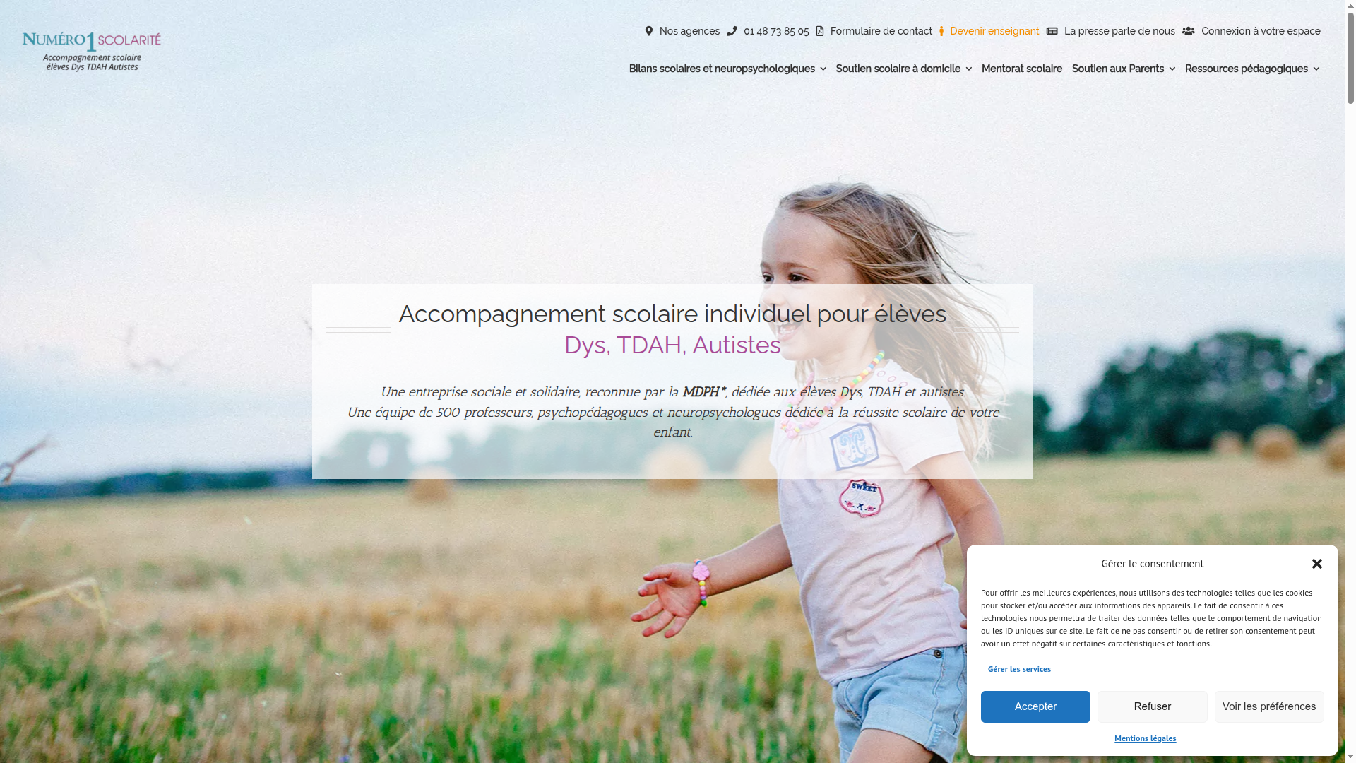 Capture d'écran du projet Numéro 1 Scolarité - Création site web à Lyon par VKBack